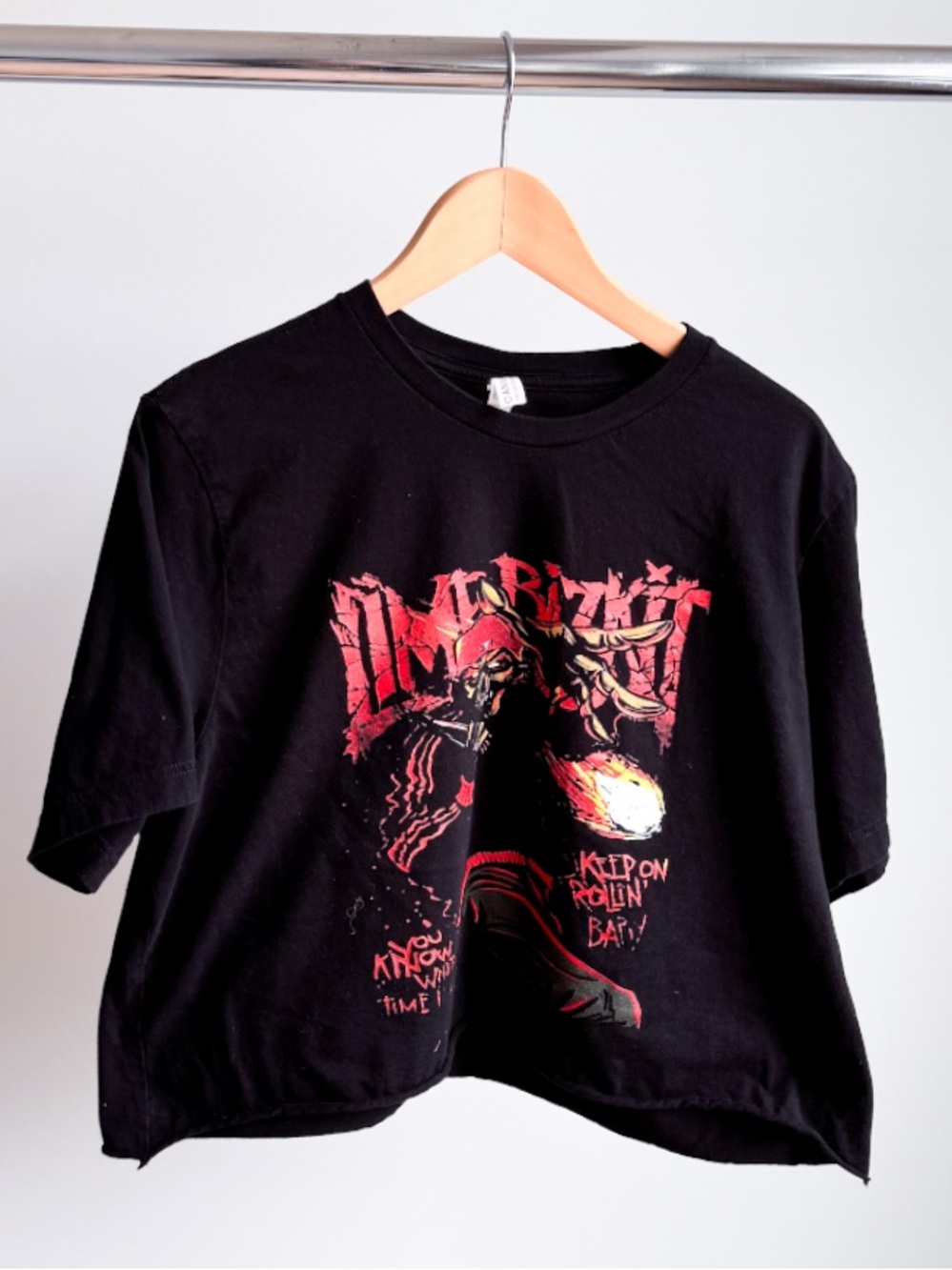 Limp Bizkit Reworked Crop Top 2XL Bella + Canvas Roll Hem Y2K 23.25x20.25
